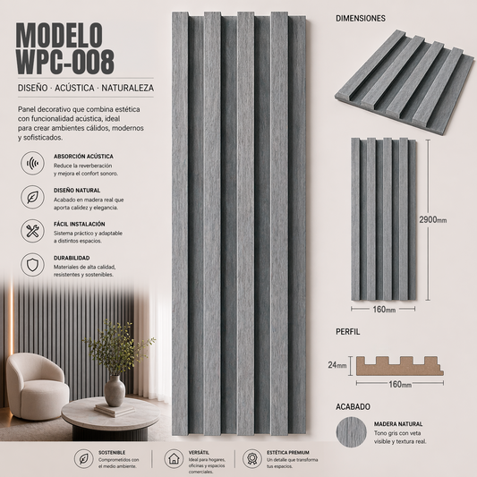 Wall Panel WPC Modelo WPC-008