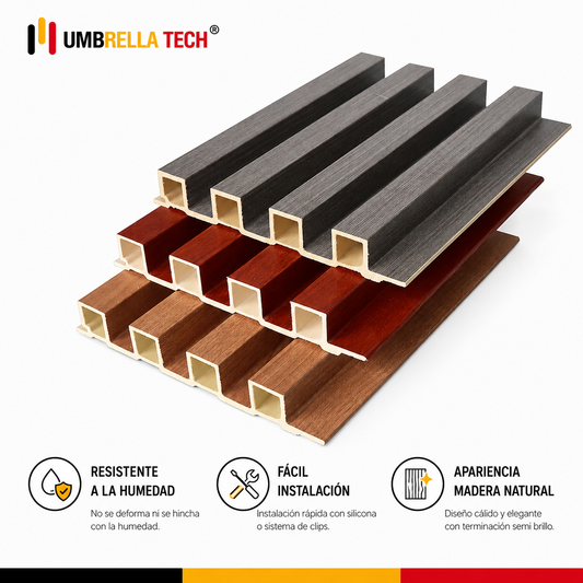 Wall panel WPC listonado interior 290x16x2.4 cm simil madera WPC-008