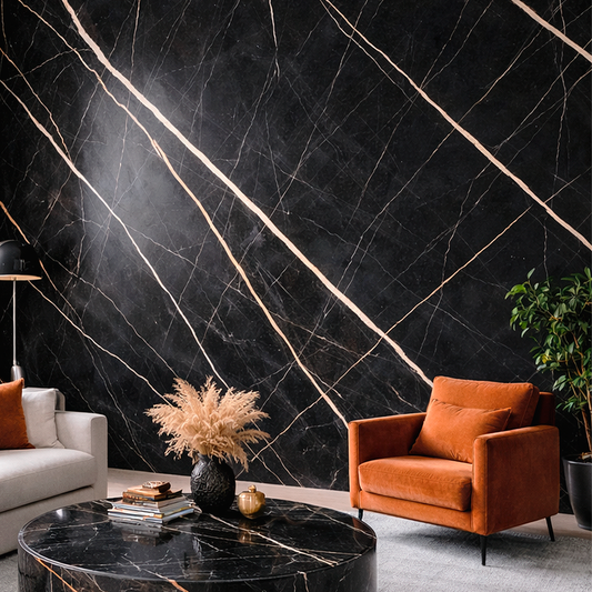 Plancha PVC Mármol Negro Portoro Dorado 122x244cm 3mm UV-004