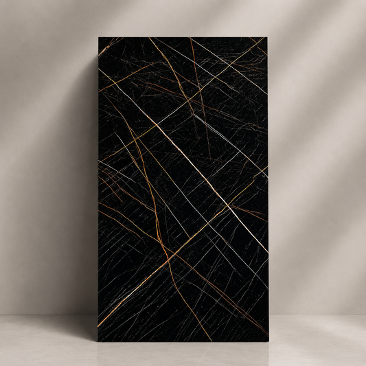 Plancha PVC Mármol Negro Portoro Dorado 122x244cm 3mm UV-004
