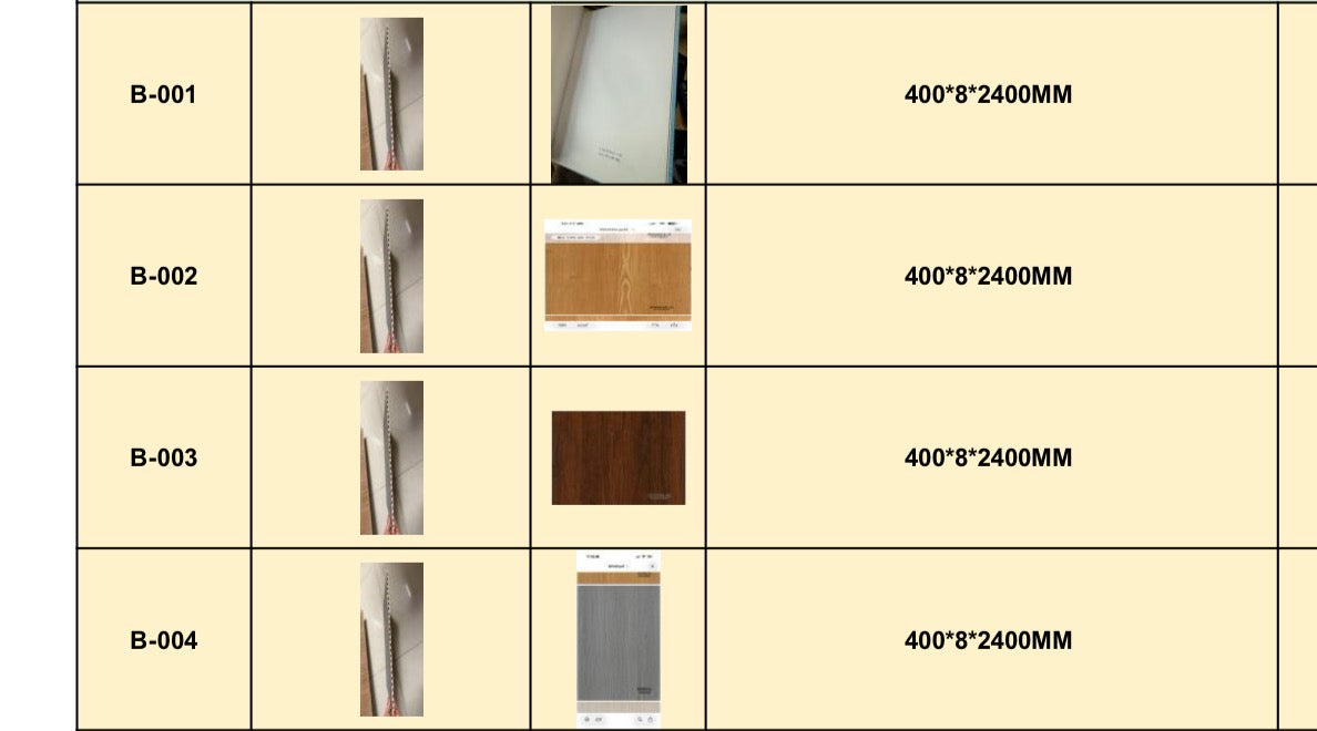 Wall panel alveolar de bambú Maple B-002 – tabla de modelos y medidas