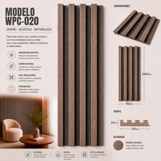 Wall Panel WPC Modelo WPC-020