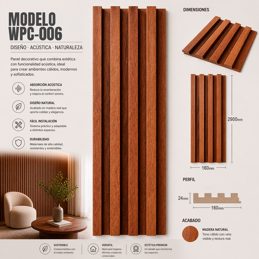 Wall Panel WPC Modelo WPC-006